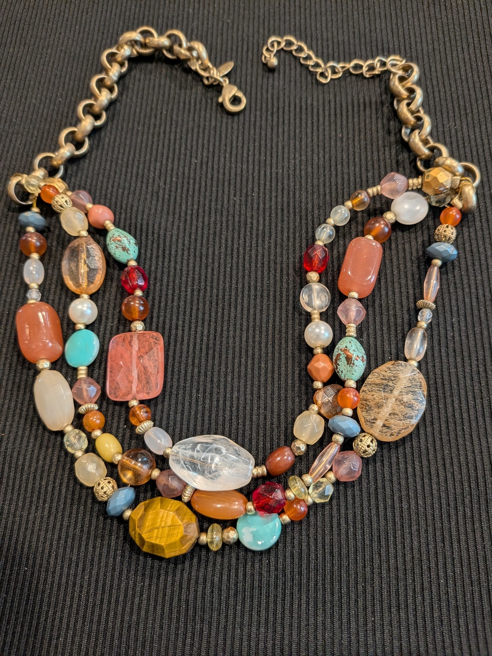 B#3:Multicolor Beaded Statement Necklace22" by Lia Sophia Vintage 2007s